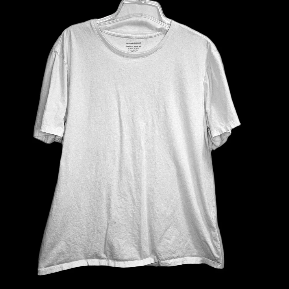 2 Pack Banana Republic XL White Premium Wash Crew Neck Short Sleeve Tee‎